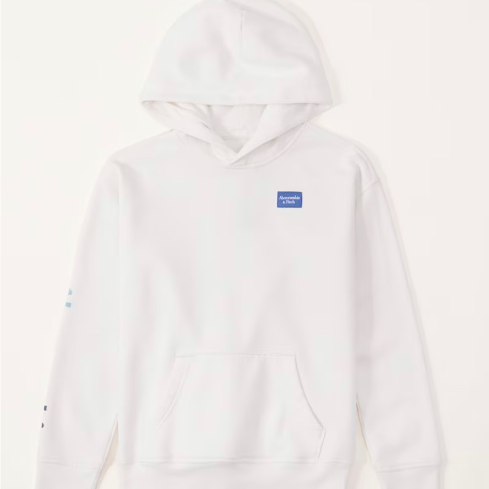 Abercrombie Kids White Hooded Sweatshirt. Boys Size 9/10. Brand new with tags.